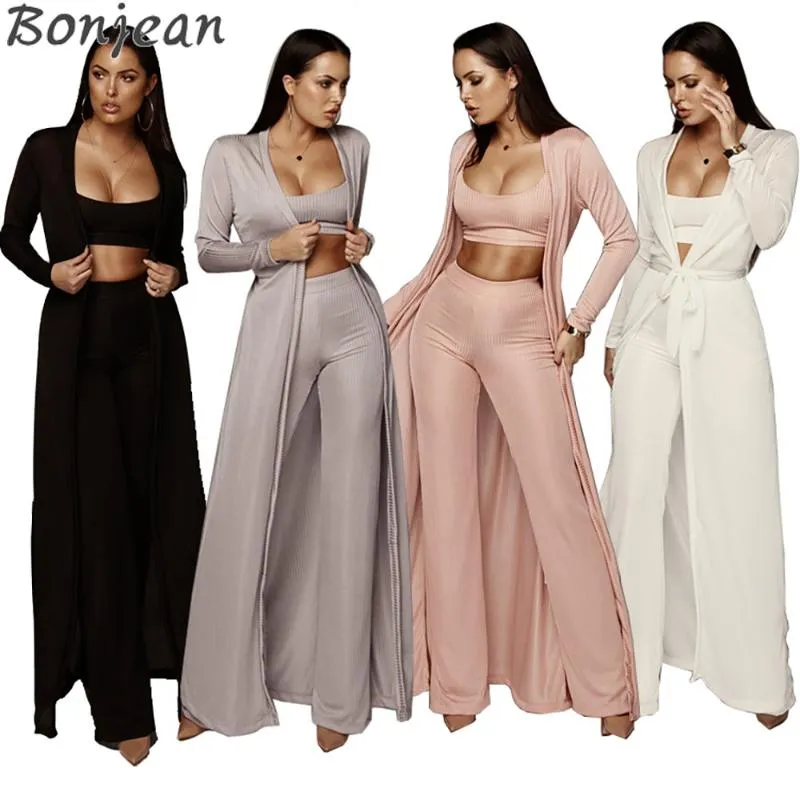 Mulheres Outono Sexy Dois Peça Set Top e Calças Spaghetti Strap 3 Parte Set Mulheres Bandagem Partido Outfits Romper Jumpsuit