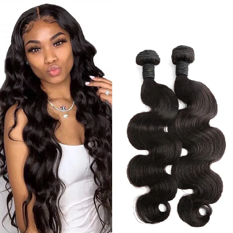 Goedkope Braziliaanse Haar Weeft Menselijk Hair Extensions 10 "-34" Body Wave Golvende Natuurlijke Kleur 2 stks Haar Weefs Bulk Groothandel