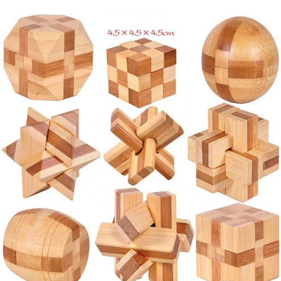 IQ Brain Teaser Kong Ming Lock 3D Holz ineinandergreifende Burr Puzzles Spiel Spielzeug für Erwachsene Kinder