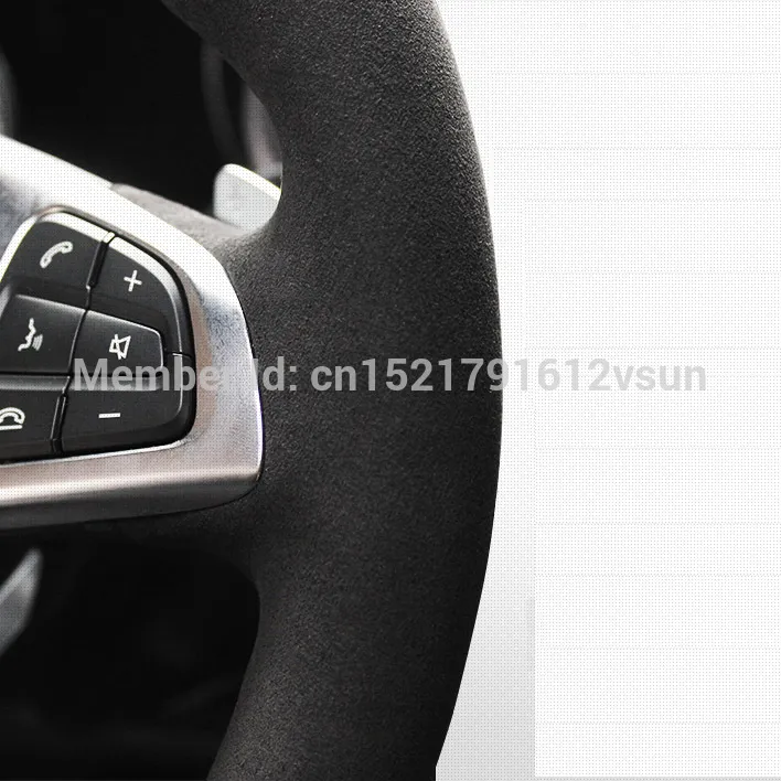 För Benz C63 AMG CLA45 CLS63 AMG ML63 GLE63 Handstygn Anti-Slip Black Suede Diy Steering Wheel Cover234Z163o