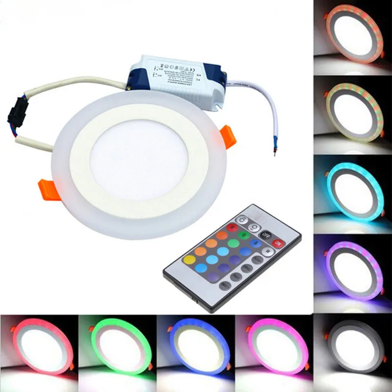 2024 Ultra Slim LED Panel Lights 3W 24W Round Square RGB Downlight Cool White Acrylic Recessed Lamp with Remote Control AC 110 220V