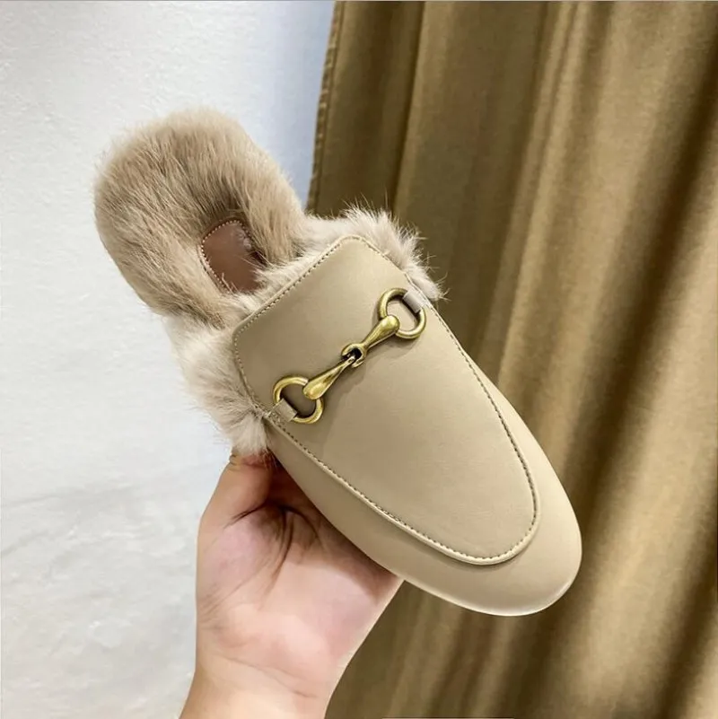 New Chaussures luxe casual shoes mens women fur designer slides Smoking Slipper Leather star slippers fashion luxe slides b93
