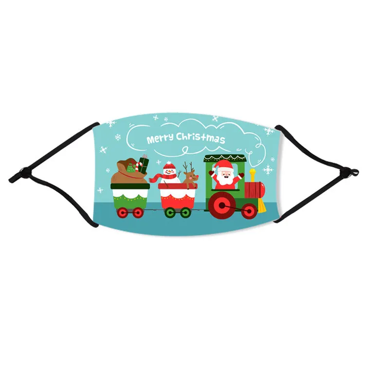 Kids Cotton Printed Santa Claus Merry Christmas Masks Xmas Face Masks Anti Dust Mouth Cover Washable Reusable With Filter Party Masks FY4241