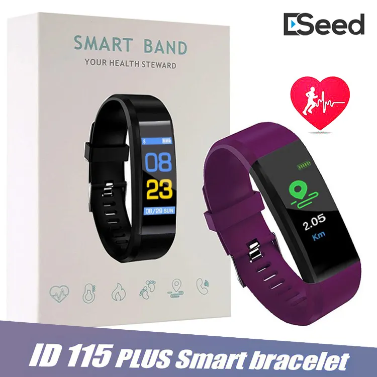 Color Screen ID115 Plus Smart Bracelet Fitness Tracker Band Heart Rate Blood Pressure Monitor Smart Wristband