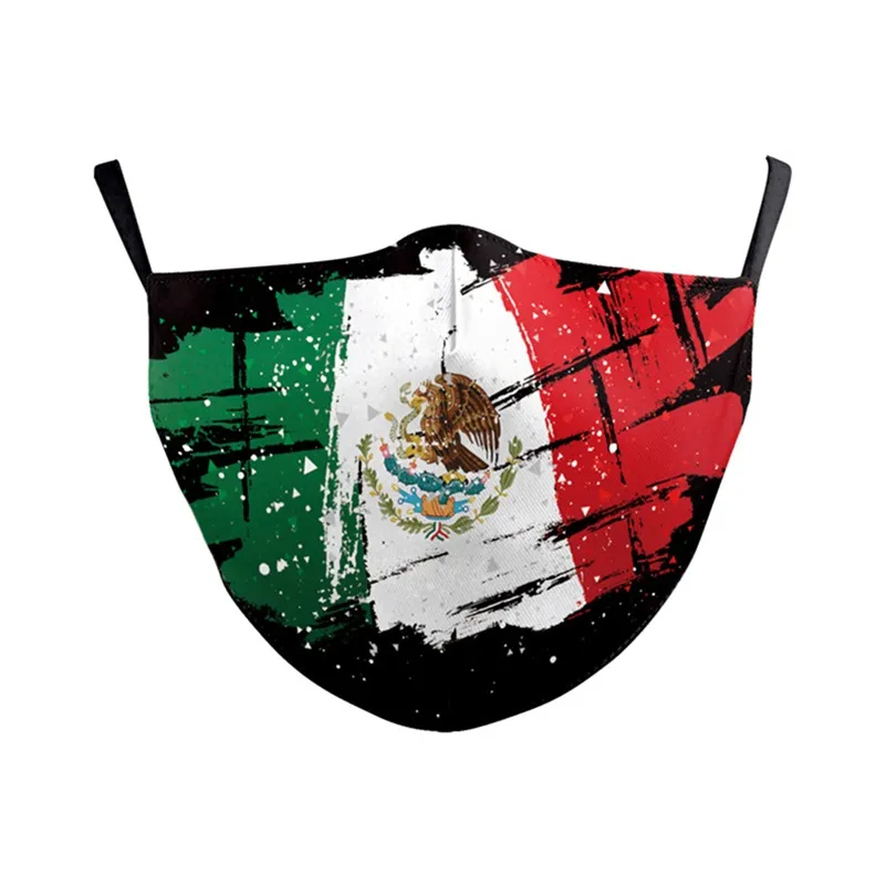 Impression numérique 3D du drapeau des États-Unis et du Mexique masque facial de mode masque de protection réglable anti-poussière avec masques filtrants PM2,5