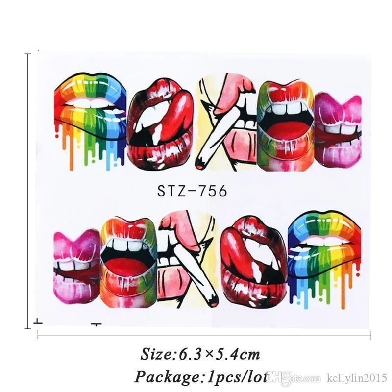 Nail Art Stickers Sexy Lips Cool Girl Letters Decals Cartoon Sticker For Nail Decorations Manicure Tool Colorful Nails Tips 