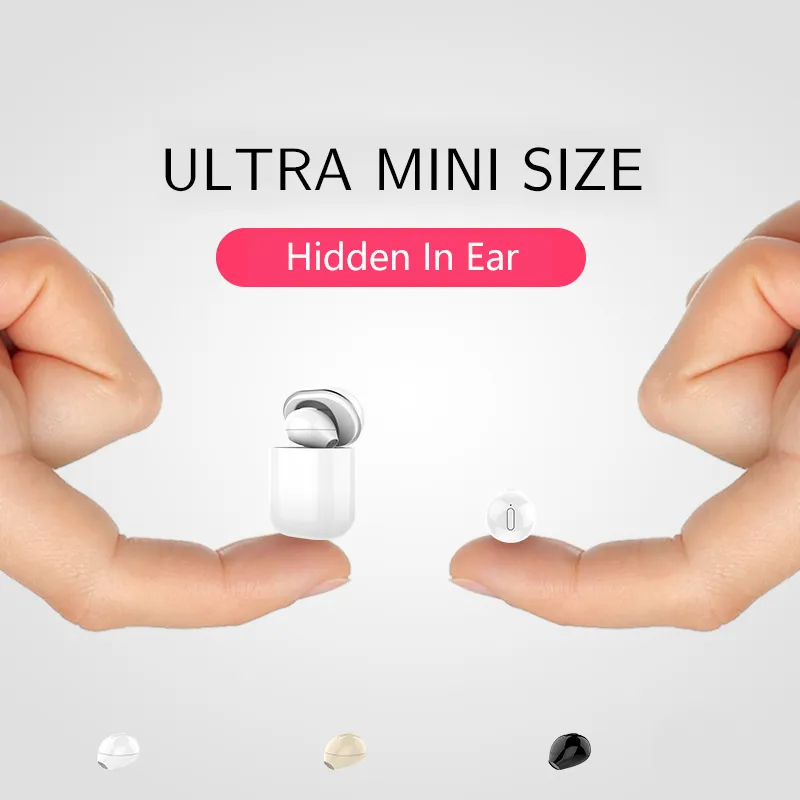 Headset SQRMINI X20 Ultra Mini Trådlös Enkelhörlur Gömd Liten Bluetooth 3 timmars Musikuppspelningsknapp Styrhörlurar med laddningsfodral