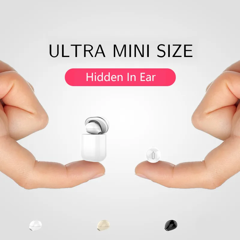 Auriculares SQRMINI X20 Ultra Mini Inalámbrico Solo auricular Oculto Pequeño Bluetooth 3 horas Botón de reproducción de música Control Auricular con estuche de carga