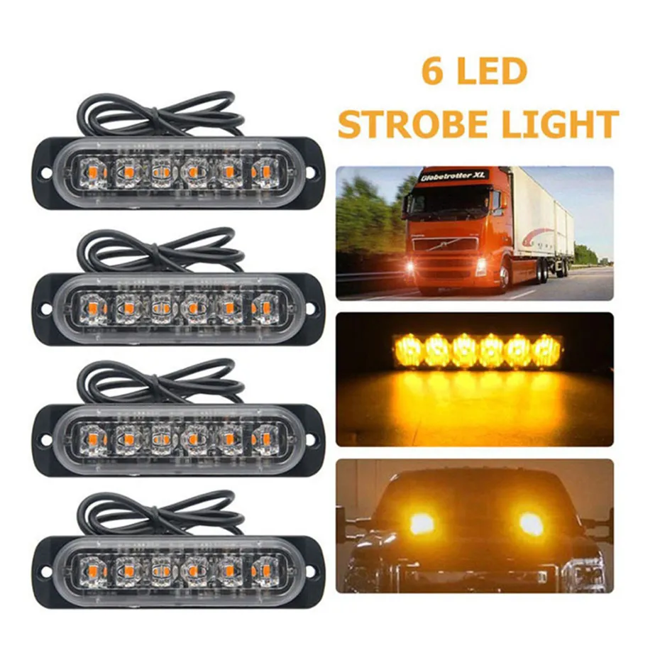 6 LED Strobe Light Truck Warning Lights 12-24v Universal Emergency Light For Car SUV Vehicle Motorcycle