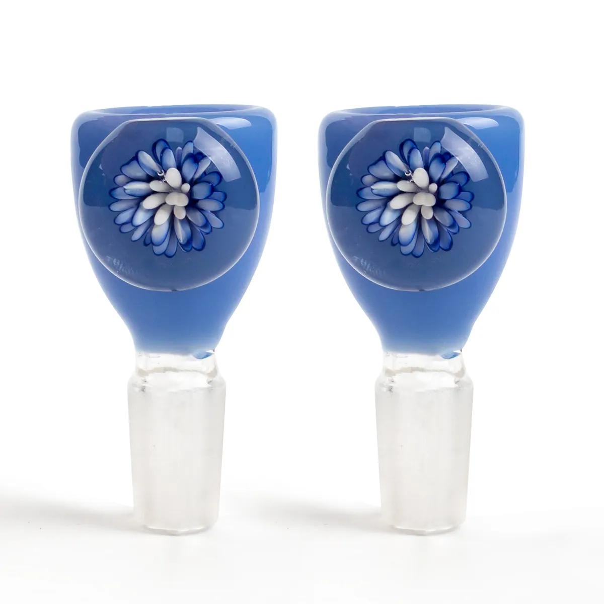 Tjock Pyrex -glasskål med 14 mm hane blå blomma ört tobak röktillbehör bong skålar för vattenrör bongs