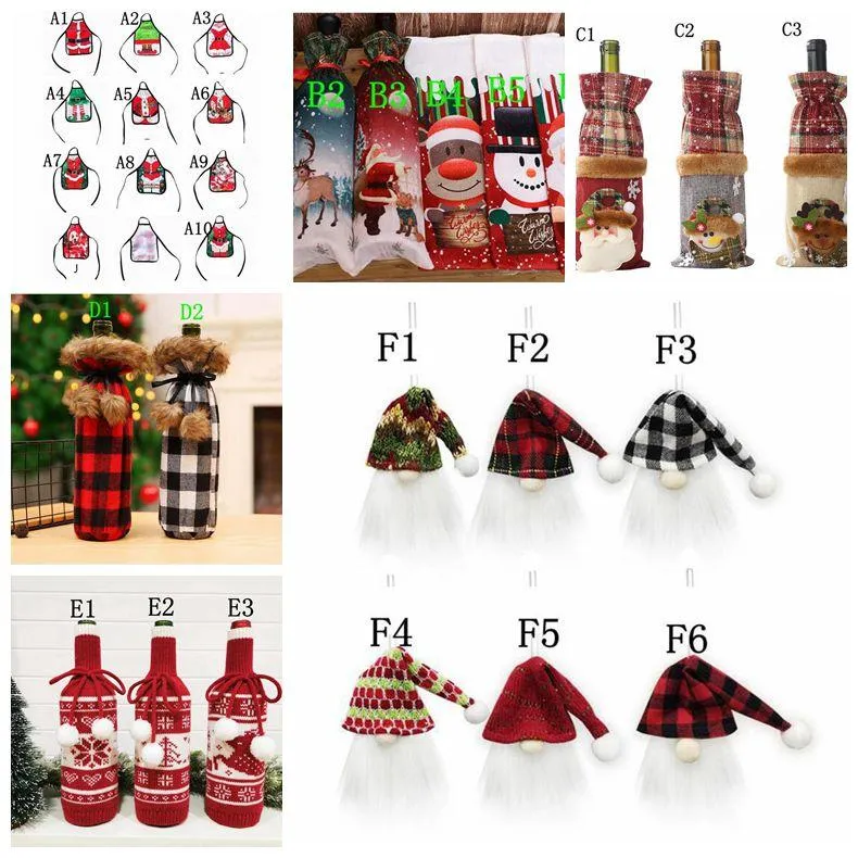Şişe Kapak Noel Kırmızı Şarap Şişesi Kapak Çantası Noel Şarap Şişesi Kazak Noel Parti Süslemeleri Yemeği Masa Dekor Hediyeler Malzemeleri