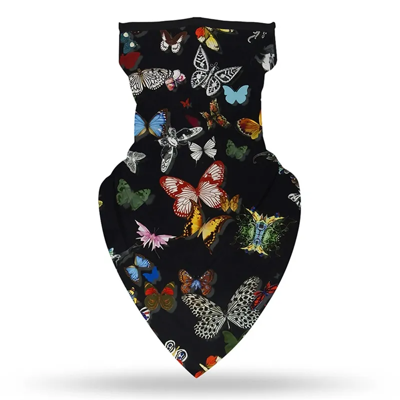 Ridning Mask Magisk Scarf Indisk Skriv ut Butterfly SunBlock Neck Fashion Face Mask Ridning Outdoor Earmuffs Triangulär handduk Designer Ansiktsmask