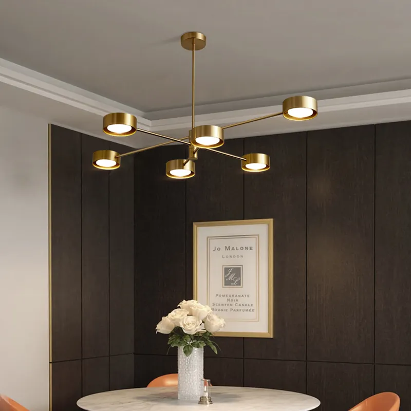 Lampes en cuivre nordiques lampes en cuivre de salon haut de gamme minimalistes modernes lumière lustre de salle à manger de chambre à coucher de luxe