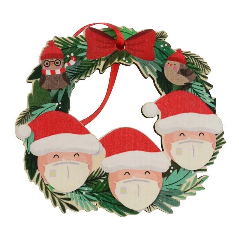 Pendentif père noël, guirlande en bois pour arbre de noël, décorations avec nom inscriptible