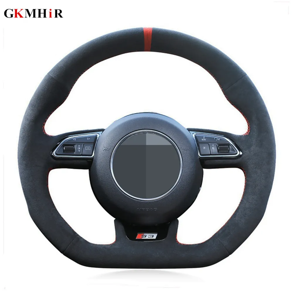 DIY Black Suede Car Steering Wheel Cover For Audi S1 8X S3 8V Sportback S4 B8 Avant S6 C7 S5 8T S7 G8 RS Q3 8U SQ5 8R