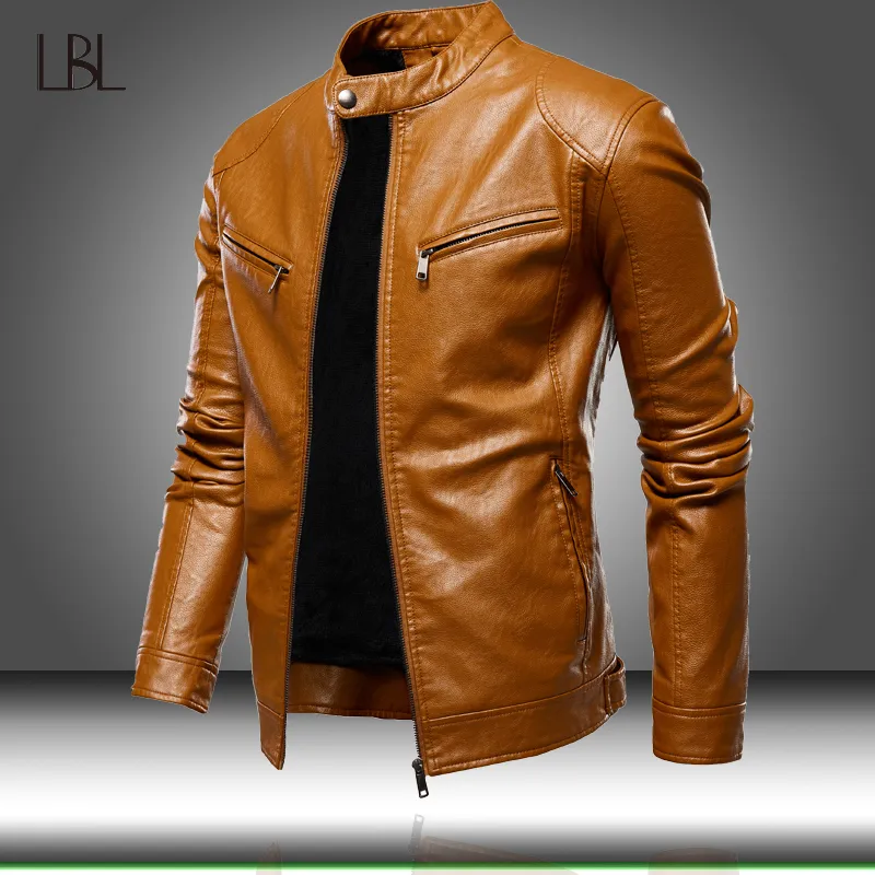 Мужская осенняя мотоциклетная повседневная кожаная куртка, пальто, мужская одежда, модная байкерская куртка на молнии из искусственной кожи, мужское пальто с тонким воротником CX200826