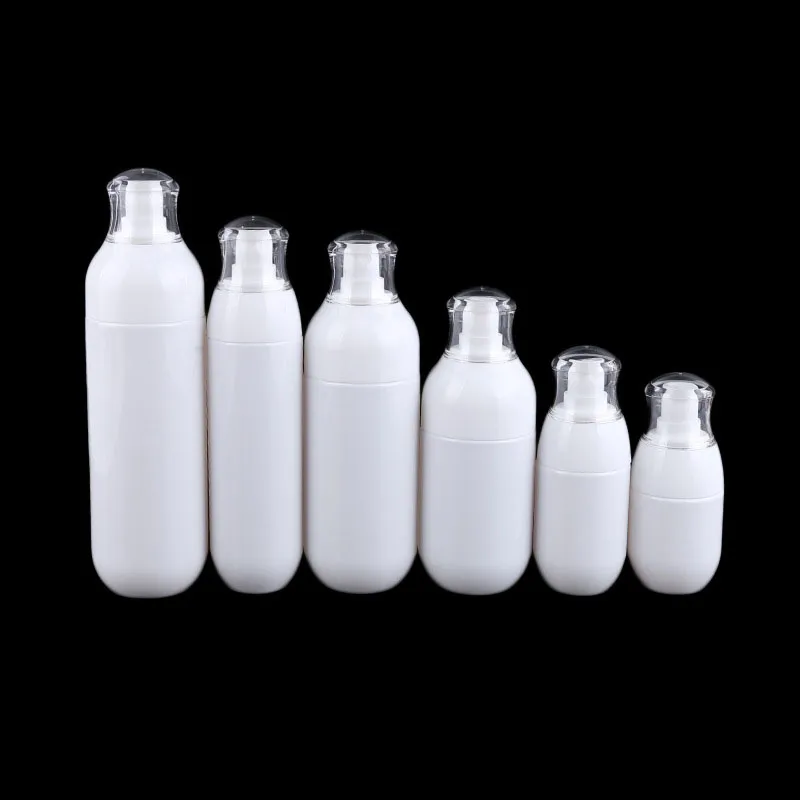 30-180ML White Spray Bottles with Fine Mist Sprayer & Cream Pump Top, Refillable & Reusable White Empty Plastic Bottles for Essential Oils,