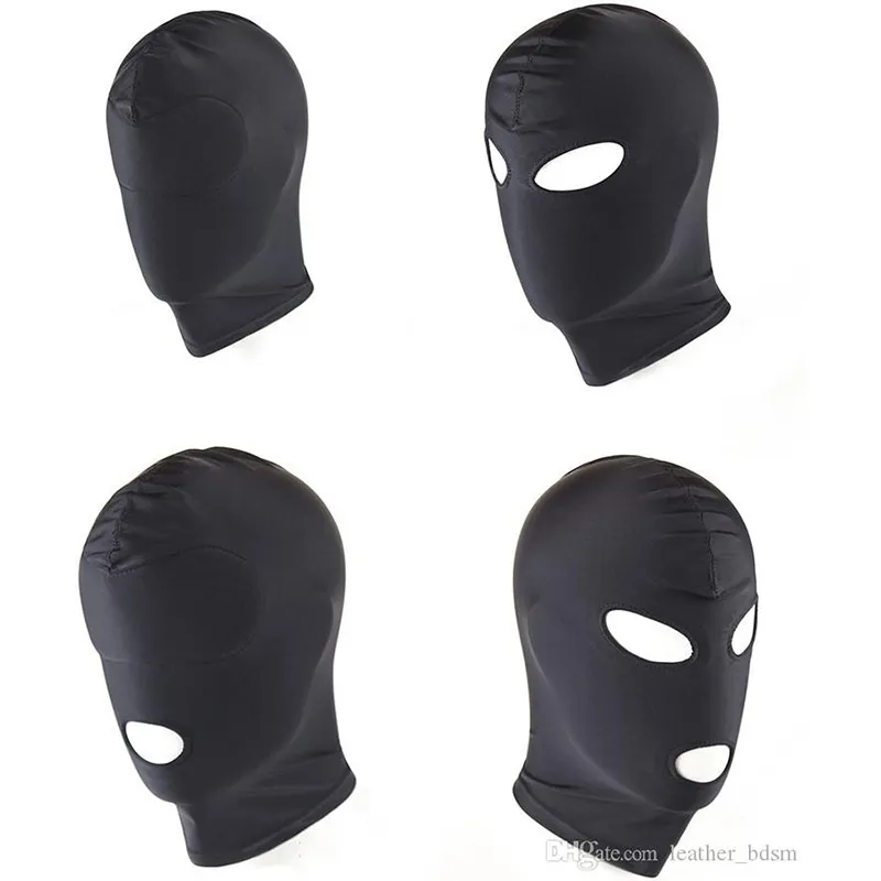 Spandex huvmask med mun och ögonöppning fetisch bondage