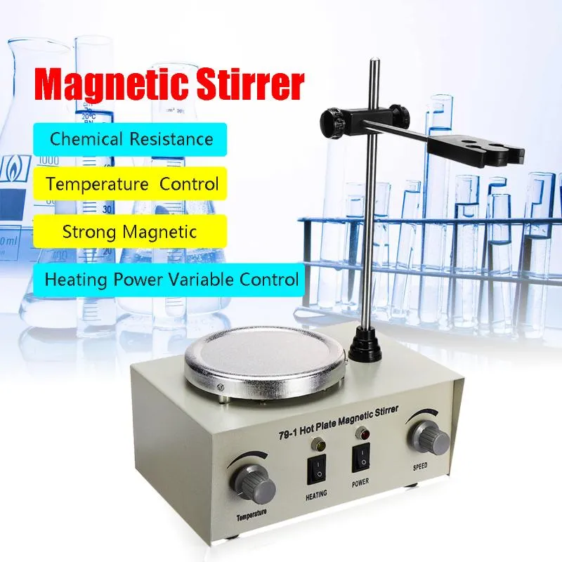 US AU EU 79-1 110 220V 250W 1000ml Plate Magnetic Stirrer Lab Heating Dual Control Mixer No Noise Vibration Fuses Protection270i