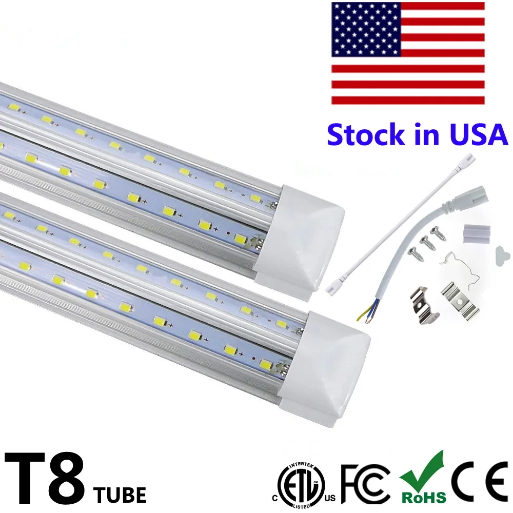 V-förmige integrierte T8-verknüpfbare LED-Ladenleuchte, 2, 4, 5, 6, 8 Fuß Leuchtstofflampe, 120 W, 8 Fuß, 4 Reihen, Lichtröhren, kühlere Türbeleuchtung