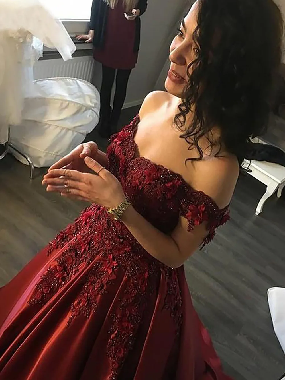 Burgundy strapless prom dress sale