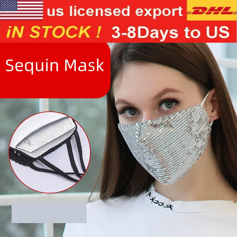 DHL UPS kostenloser Versand! Fabriklieferung Paillettenmaske Maske aus reiner Baumwolle, staubdicht und bequem, Mode für Familie, Reisen, Camping