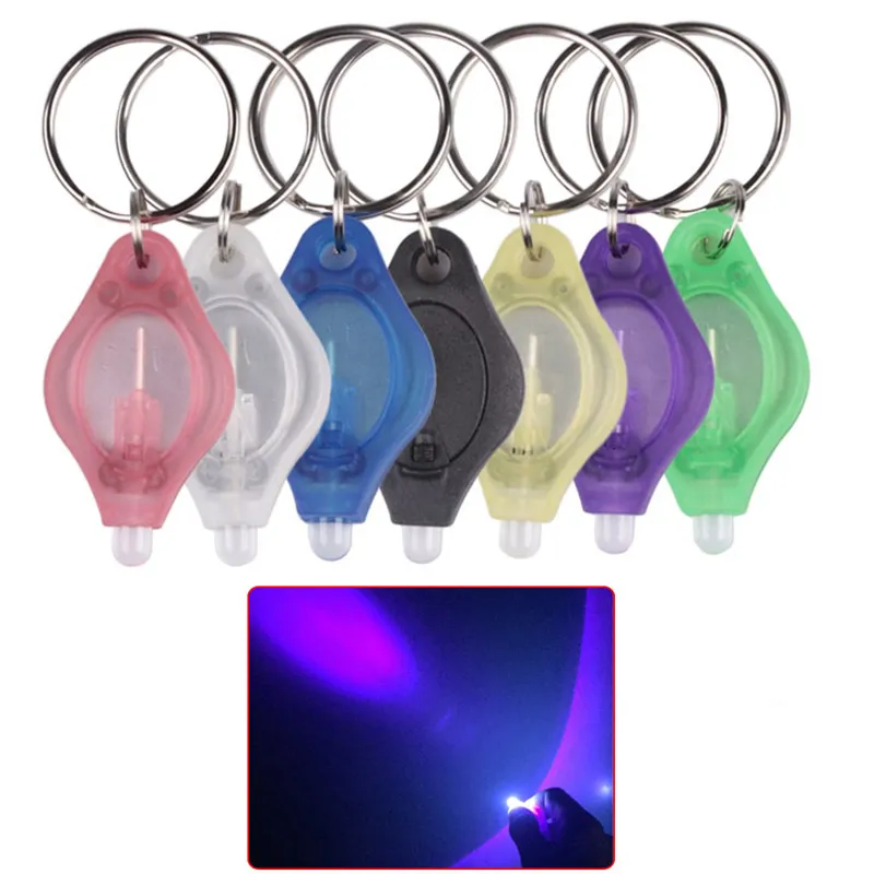Lampe Torche de Poche 7 LED 7 cm Porte Clés + Piles Incluses 6 Couleurs