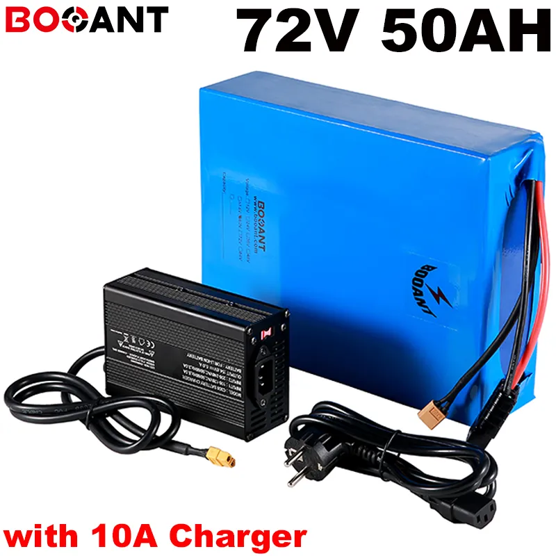 Batterie lithium-ion pour vélo électrique série 20, 72V, 50ah, 5000W, pour LG , Panasonic 18650 + chargeur 10a, BMS 100a