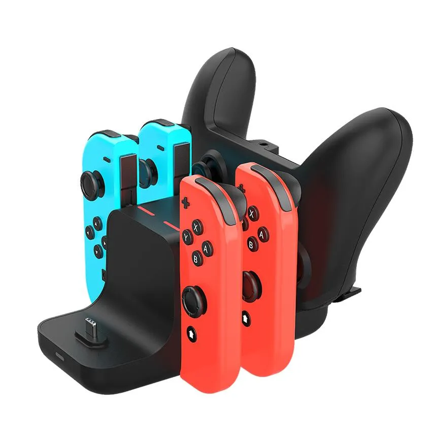 Dock di ricarica 6 in 1 per Nintendo Switch Console Joy-con Controller Gamepad Caricabatterie Dock Station DC5V / 2A Carica Stand NS Switch