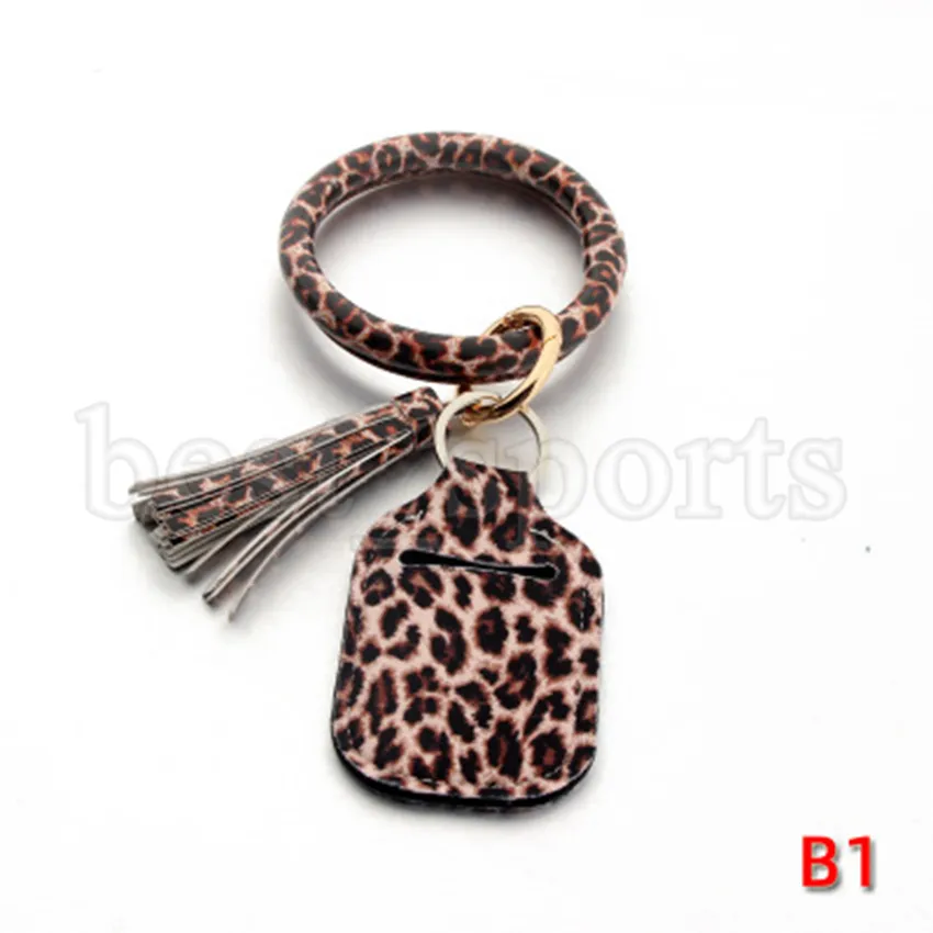 Neoprene Hand Sanitizer Bottle titular chaveiro Bolsas Chaveiros PU Bracelet Leopard Impresso Chapstick Titular Party Favor CYZ2718 transporte marítimo