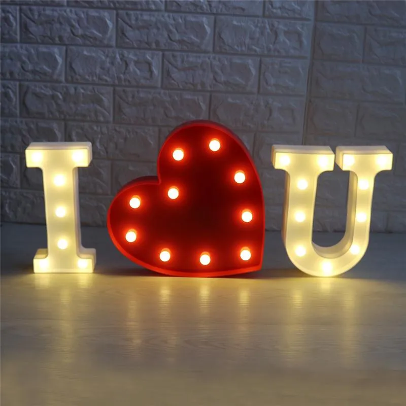 26 lettres blanc LED veilleuse chapiteau signe Alphabet lampe pour anniversaire fête de mariage chambre tenture murale décor S025M 123