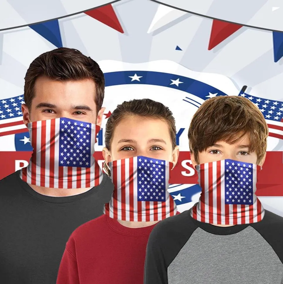 US STOCK, Kids Adult US Flags Cycling Masks with PM2.5 Filter Magic Scarf Bandana Headscarf Neck Face Mask Riding Outdoor Masks FY7142