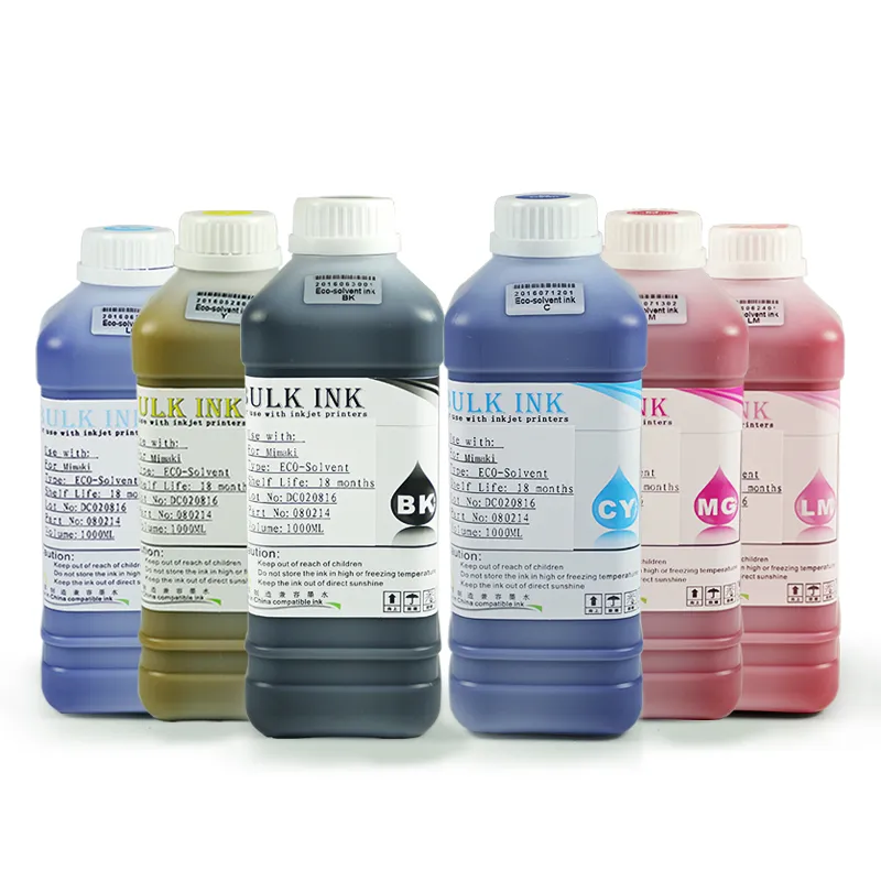 Ink Refill Kits 500ML Eco Solvent For DX2 DX4 DX5 DX6 DX7 Printhead Mimaki Roland Mutoh Inkjet Printers Kit