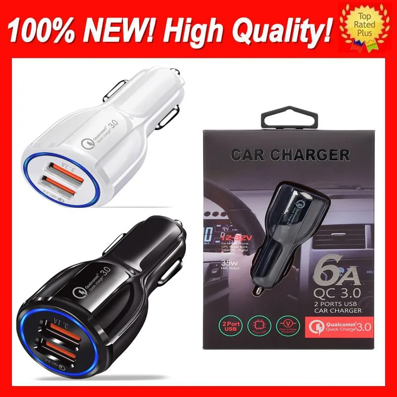 Universal Car USB Charger with box Quick Charging Adpter Phone Charger 2 Port USB Fast Car Charge For Iphone Samsung Tablet Car USB Chargers