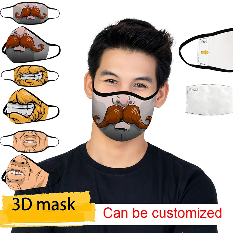 Mode Face Mask 3D Tryckt Halloween Mask Clown Antic Protective Mask Face Mouth Masks Anti-Damm Tvättbara Bomull Masker