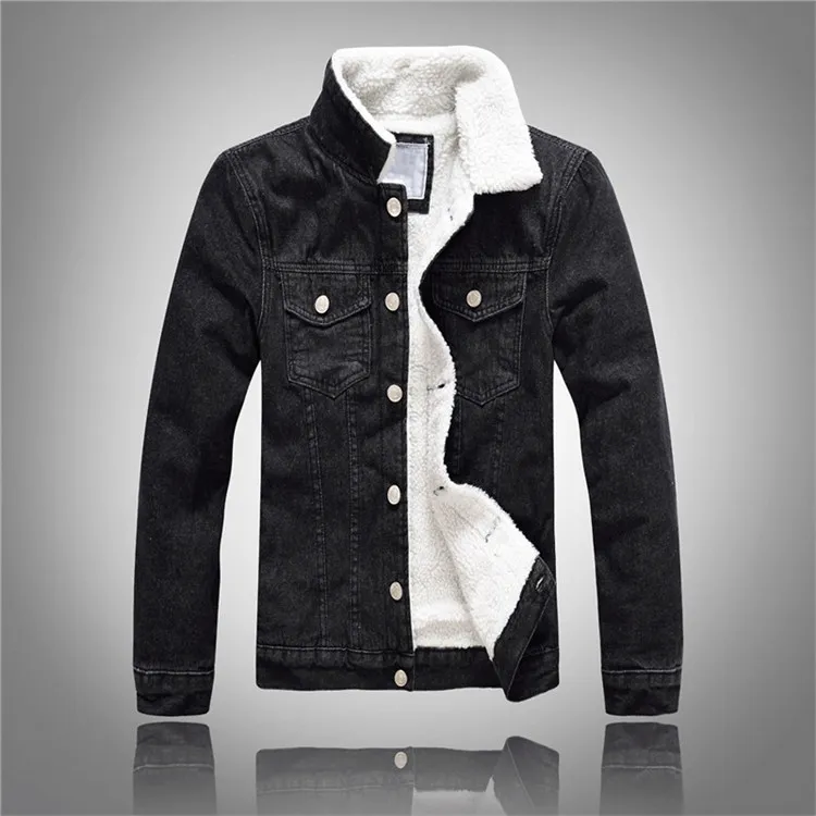 Men Denim Jackets Thicken Fleece Winter Jacket Male Cotton Coats Fur Collar Casual Jeans Clothes Plus Size 6XL