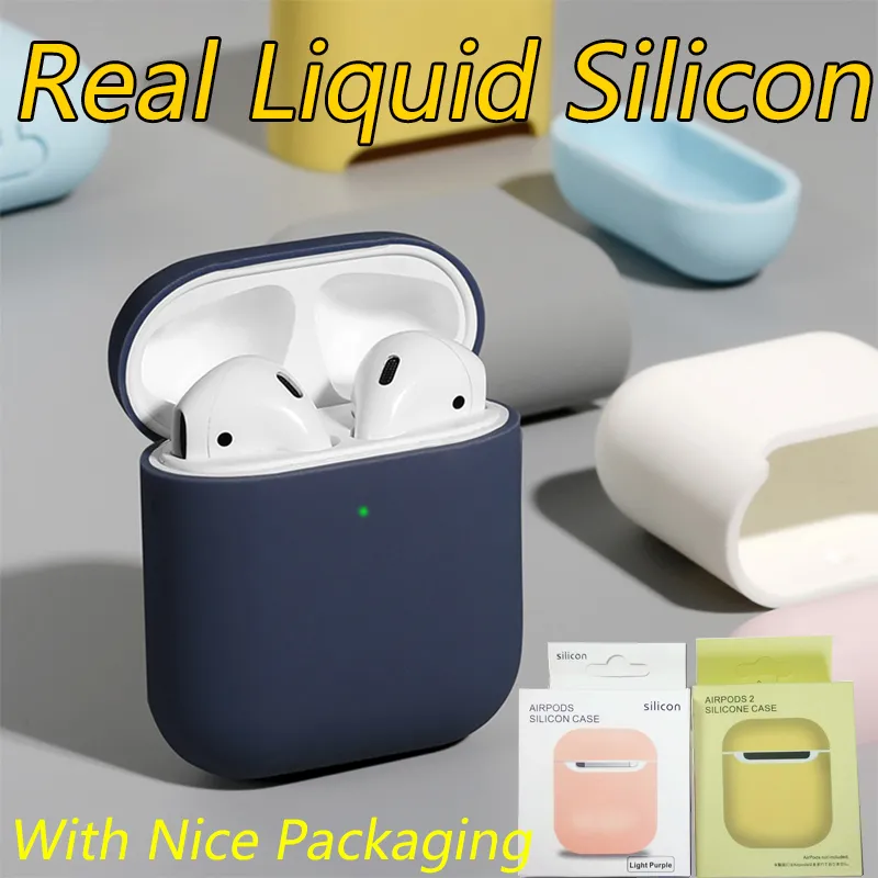 Liquid Silicone Case For Airpods 2 Air Pods Case Protective Housing Candy Colors With Retail Box