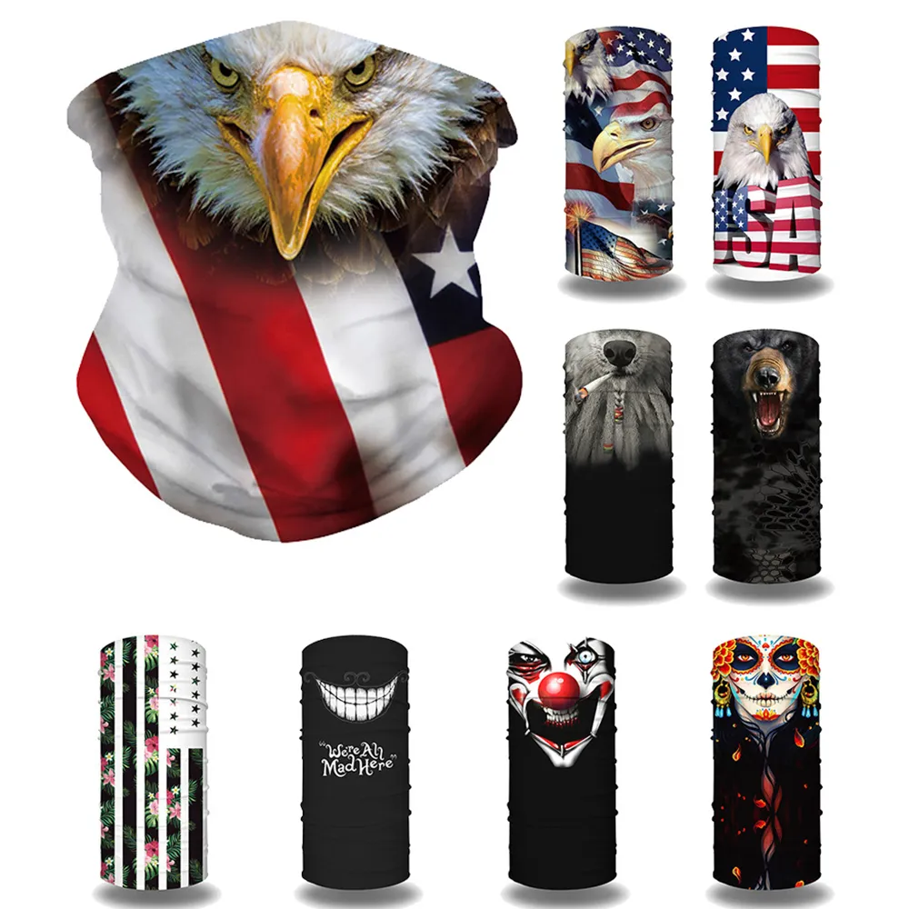 Eagle Face Masks Skull Magic Headscarf Riding Cycling Eagles Faces Mask America Flags Headscarves Sport pannband 9 Style