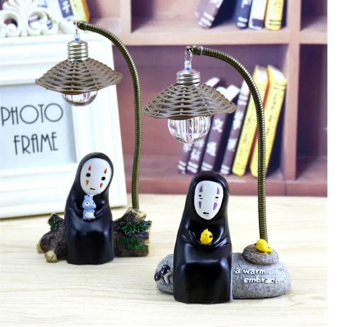 Homme sans visage Led Lumière Miyazaki Animation Spirited Away No Face Man Veilleuse Lampe Résine Ornements Artisanat Enfants Cadeaux D'anniversaire2503