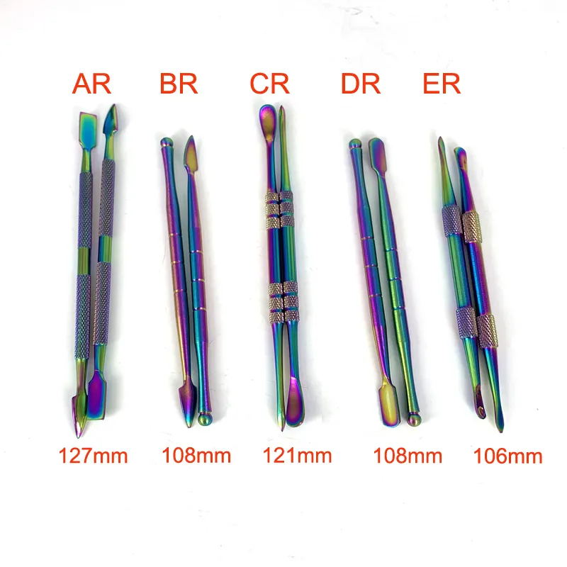 5 Artregenbogen Farbe dabber Werkzeuge 106mm-127mm Metall dab jar Rauchen Werkzeug für Wachs trocken herben Verdampfer Stift Titan nail Wasser Bong