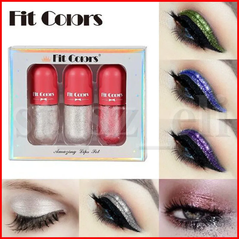 Fit Colors 6 couleurs paillettes liquide fard à paupières cristal Liner ombre à paupières bâton 3 pièces/ensemble diamant miroitant Mini ombres à paupières ensemble