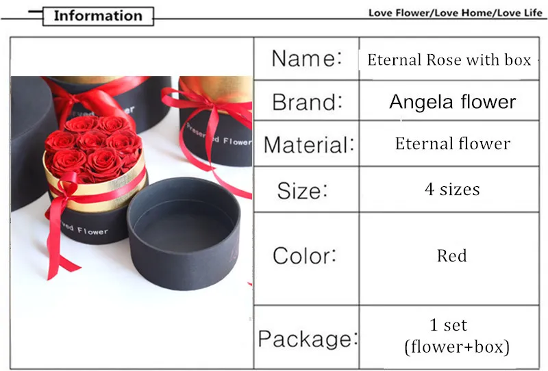 Romantic Preserved Eternal Rose Valentines Gift Set With Box
