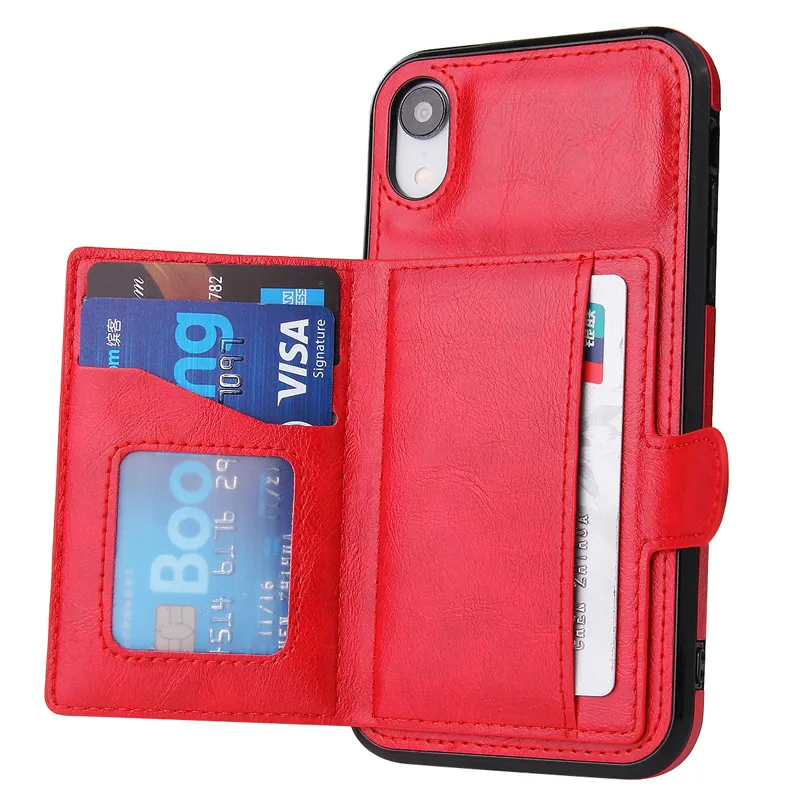 Slim Fit Premium Lederhüllen für iPhone 11 12 Mini 13 Pro Max XR XSMax 6s 7 8 Plus Wallet Case Kartenfächer Stoßfeste Flip Shell