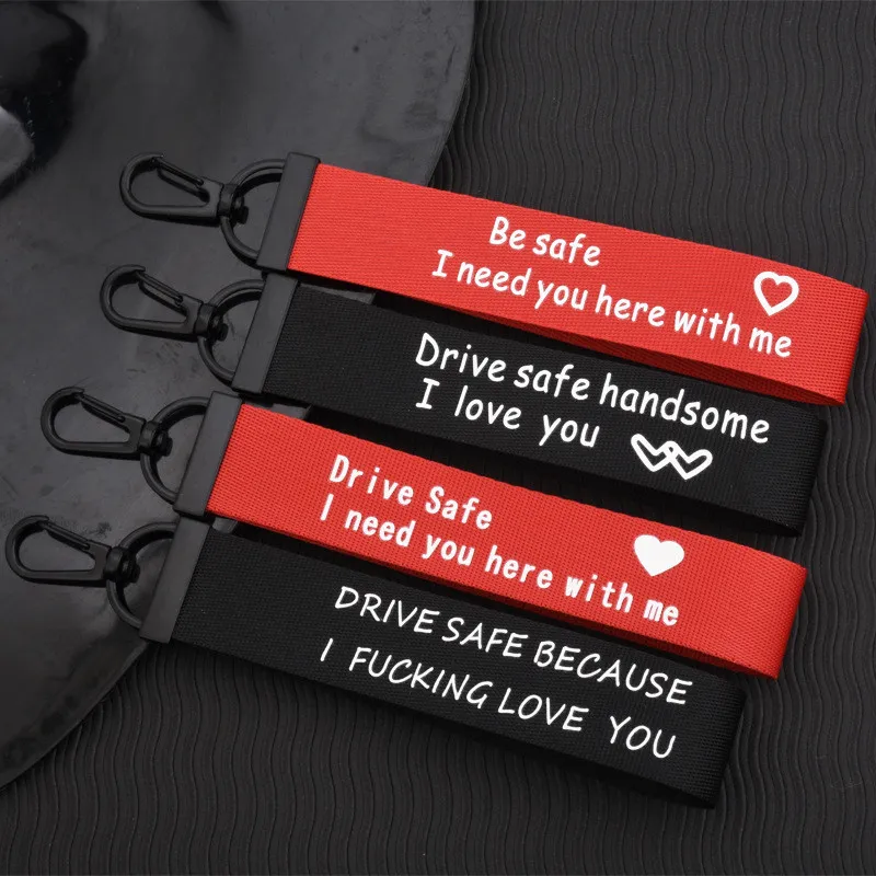 Yeni Drive Safe Lanyard Keychain Asmak Kalp Seni Güvenli Drive Araba Anahtar Yüzük Şerit Çanta Asmak Kadın Erkek Moda Takı ve Sandy