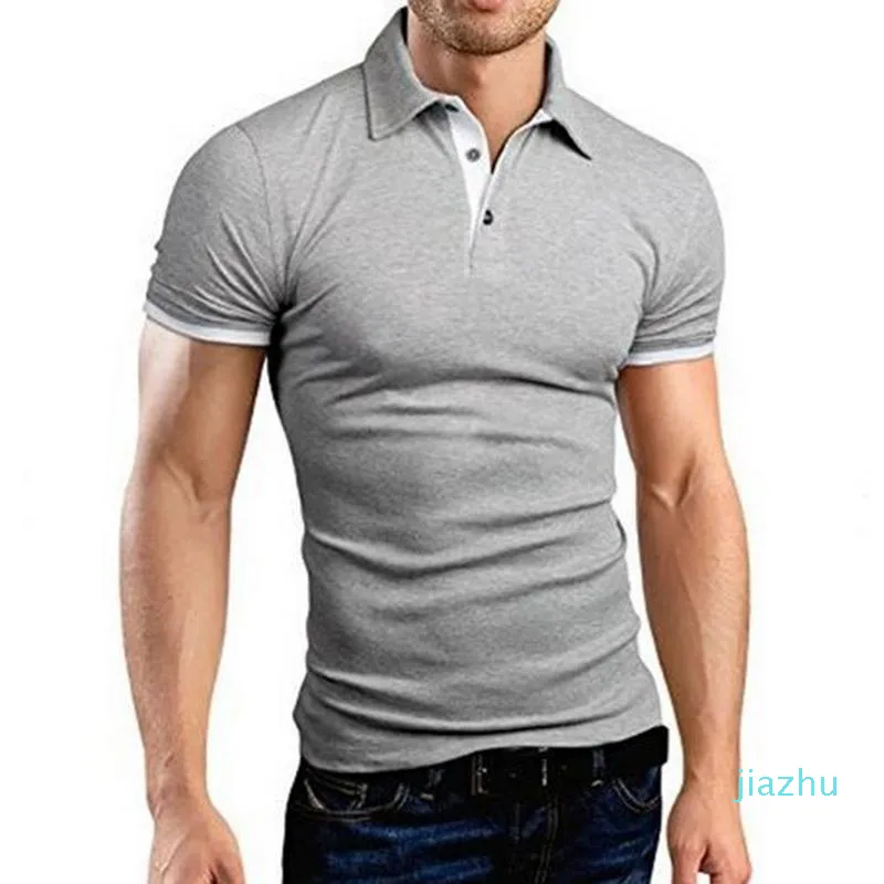 熱い販売夏の半袖ポロシャツ男性のターンオイのカラーデザイナースリム通気性のあるソリッドカラービジネスの男性のポロシャツプラスサイズ5xl