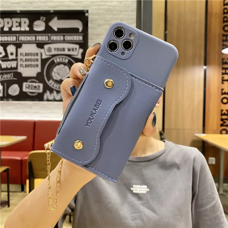 Silicone Fashion Chain Wallet Brief Capa Phone Case With Chain For ...