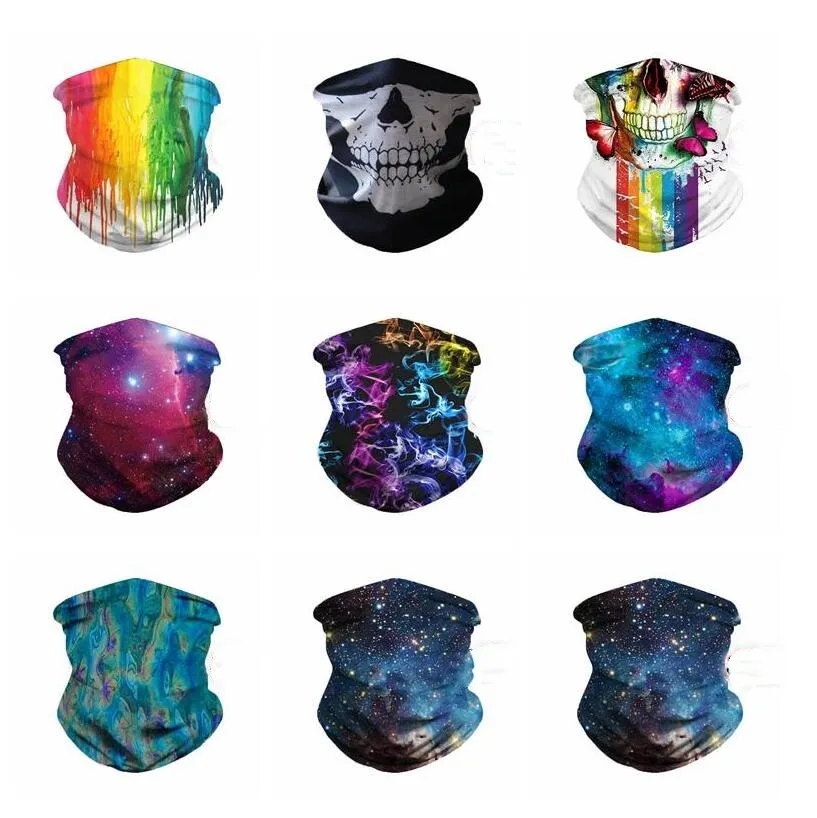 Máscaras 3D Starry Sky Scarves Masks Inseto Prevenção Handwarp Multi-funcional Crânio Ciclismo Bandanas Unisex Skull Neck Gaiter Scarf Lsk774