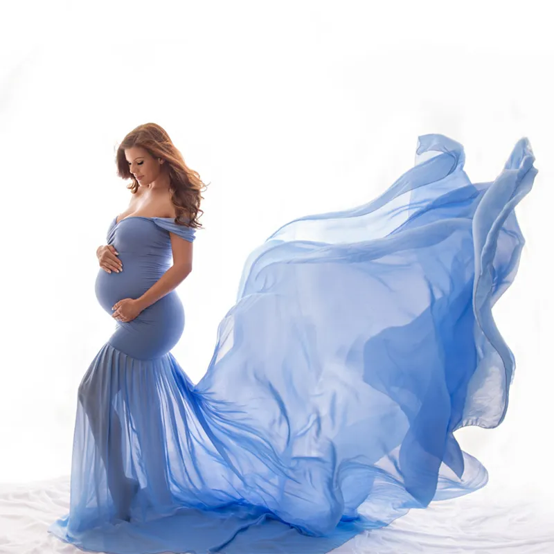 Платье для фотосъемки, шифоновое платье для детского душа с длинным шлейфом, эластичные платья для фотосессии для беременных