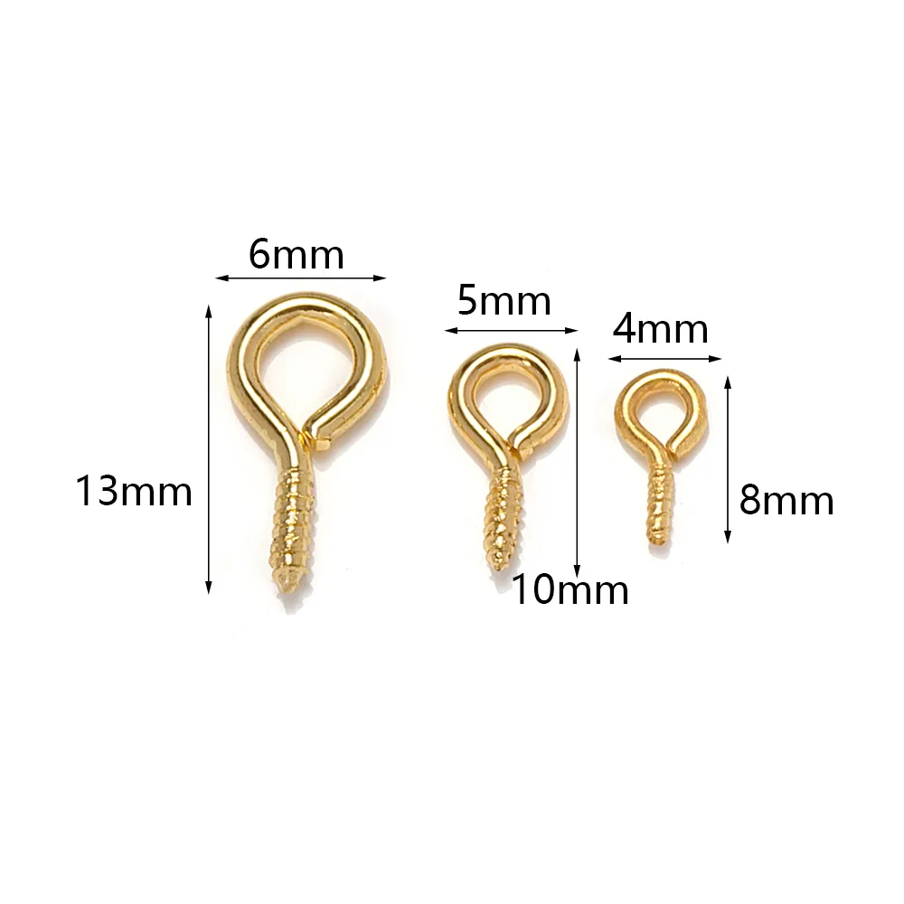 Metal Small Eye Hook Screw Pins Tiny Eye Pins Gold Silver Clasp