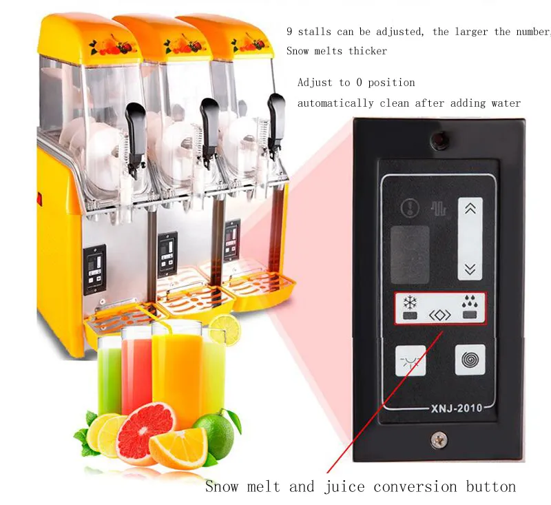 Electric Commercial Slush Machine Juicer Dispenser Cold Drinking Ice Cream Snow Melting Machine